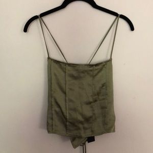 Green satin corset top